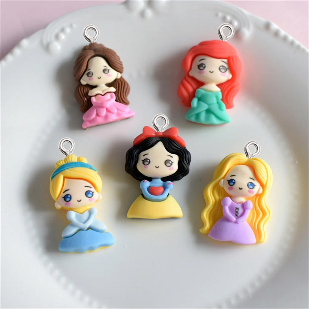 

10Pcs Kawaii Cartoon Princess Girl Charms Jewelry Making Resin Pendants Car Key Chain Necklace DIY Party Wedding Decor Accessory