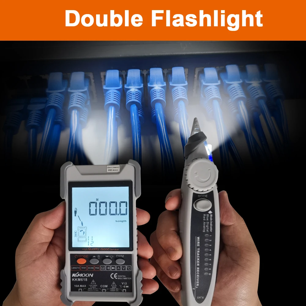 KKMOON KKM616 KKM618 Network Cable Tester with LCD Display Analogs Digital Search POE Test Cable Pairing