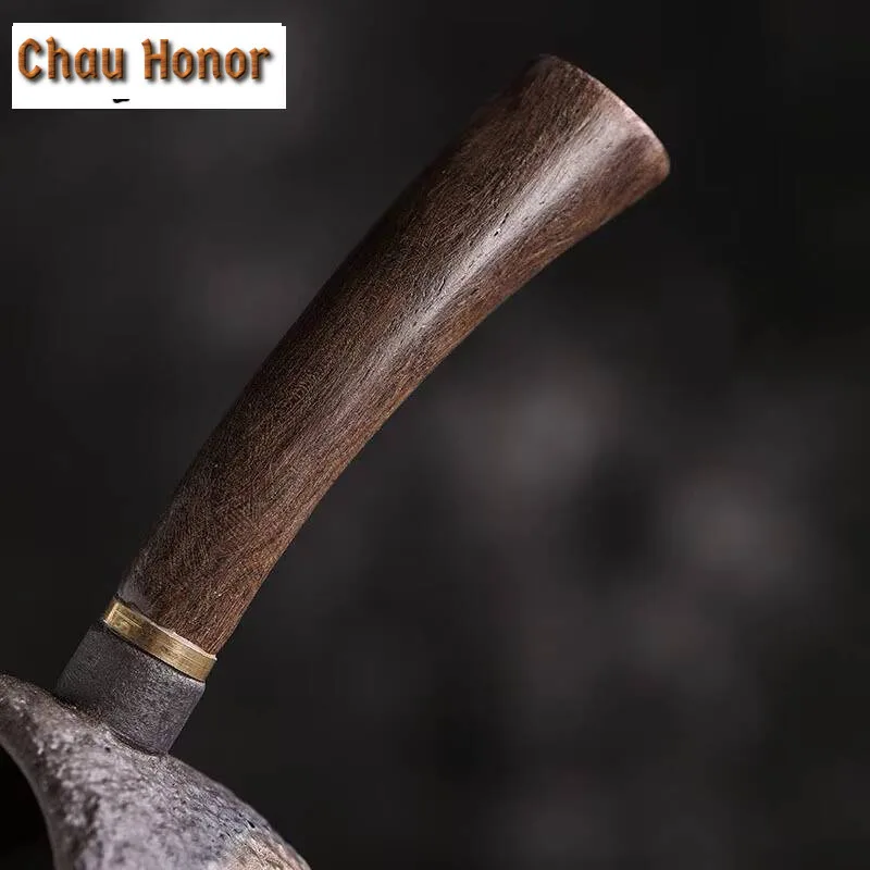 250ml Black Sandalwood Side Handle Justice Cup Handmade Coarse Pottery Gilt Iron Glaze Tea Separator Accessories Drinkware Gifts