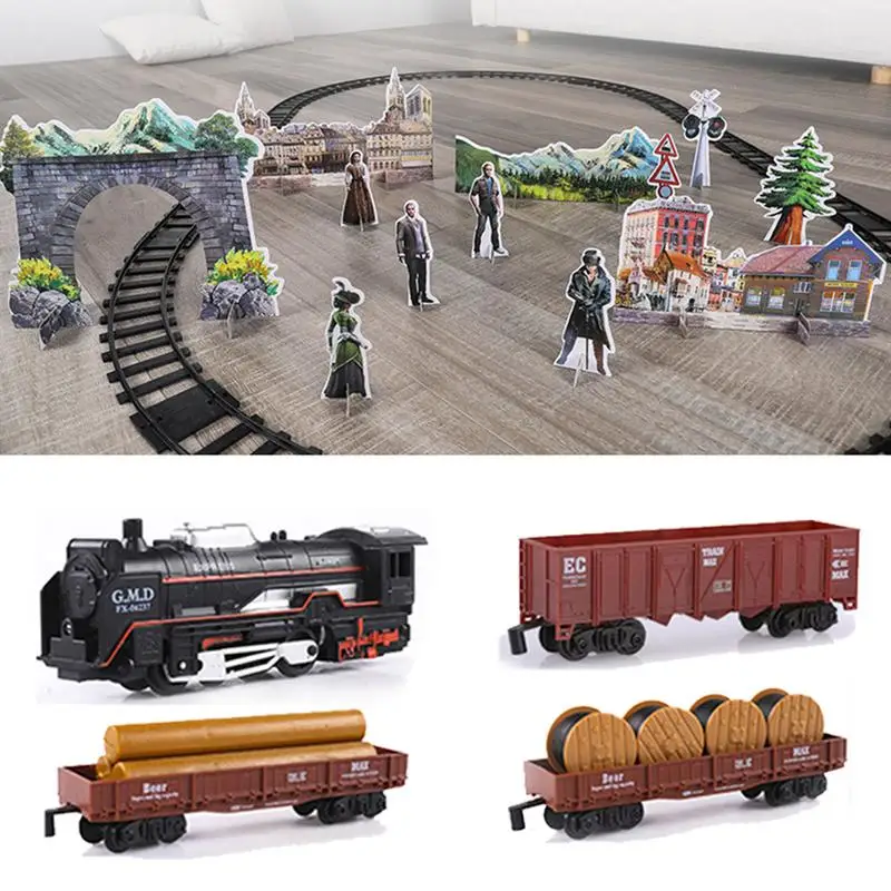 

Car Railway Tracks Steam Locomotive Engine Diecast Model Educational Game Electric Train Toy Set for Children Boys Toys gifts