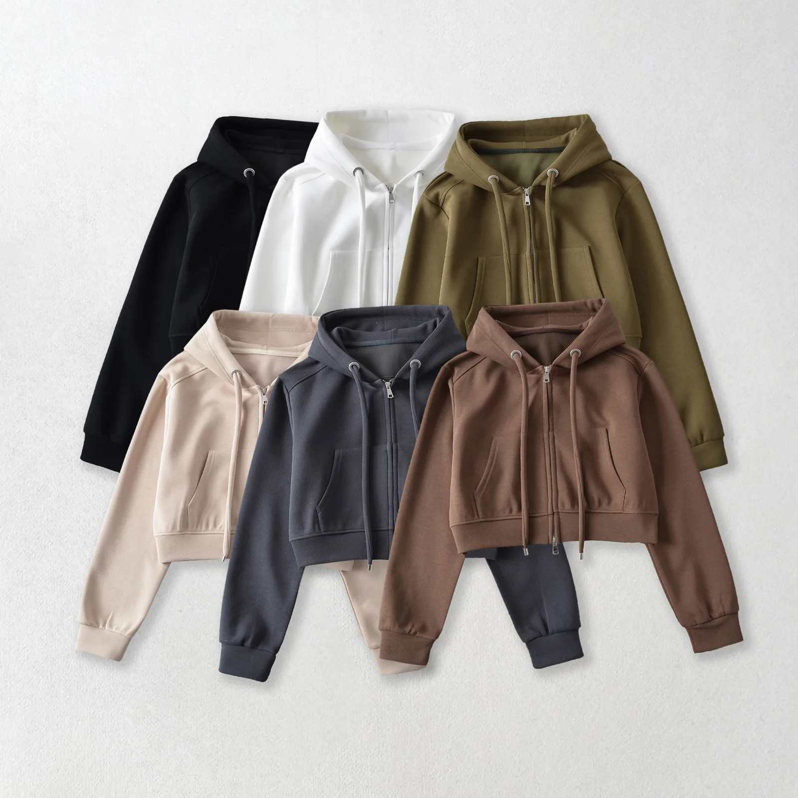 Thicken Hooded Sport sweatershirt women autumn winter fitting casual double zipper jacket long sleeved cardigan Running top