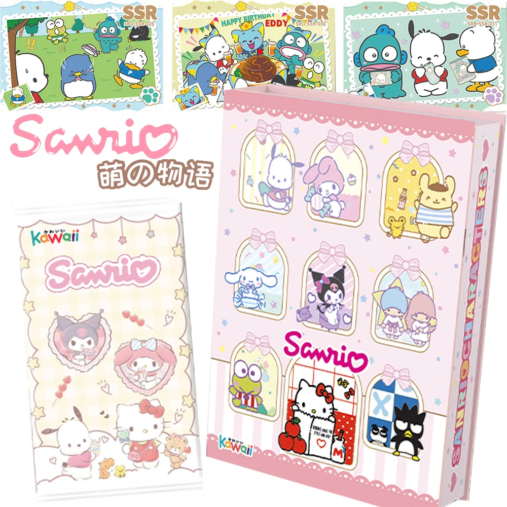 

Kawaii Sanrio коллекция открыток для детей семья знаменитостей Kitty Kuromi милый фантазийный десерт карточка настольные игры игрушки подарки