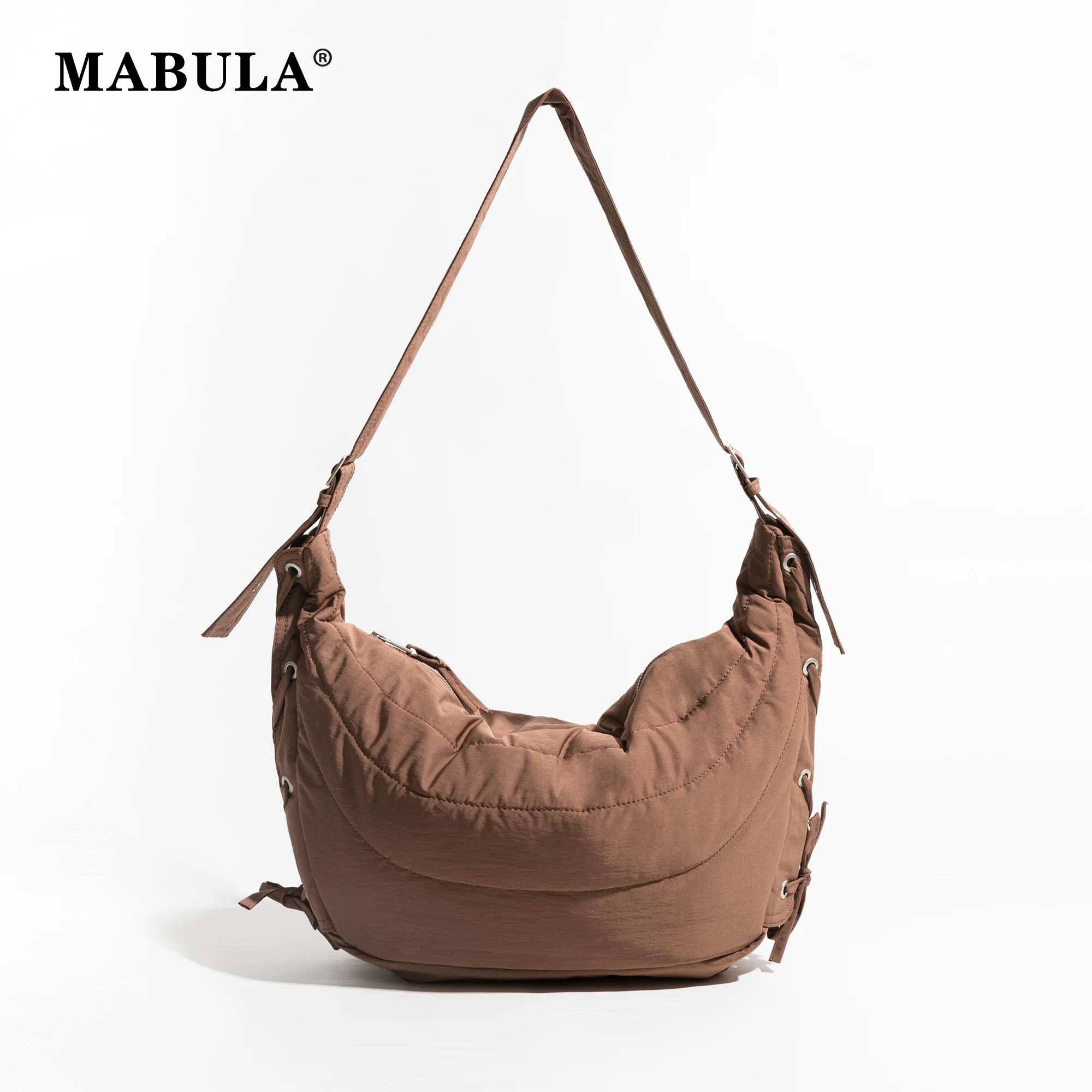 

MABULA Cloud Shape Women's Crossbody Hobo Purse Simple Quilting Sling Bag for Travel Solid Dumpling Shoulder Pouch