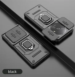 Enhanced Shockproof Armor Case with Magnetic Ring Holder - Protective Cover for Redmi A3 4G (Black)