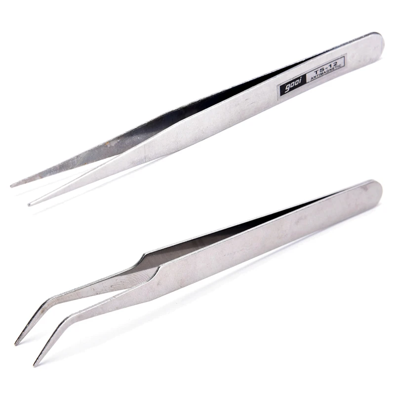Hot Repair Precision Assembly Set Tool Stainless Steel Electronic Tweezers 2pcs precision tweezers tweezer tool phone repair tweezers