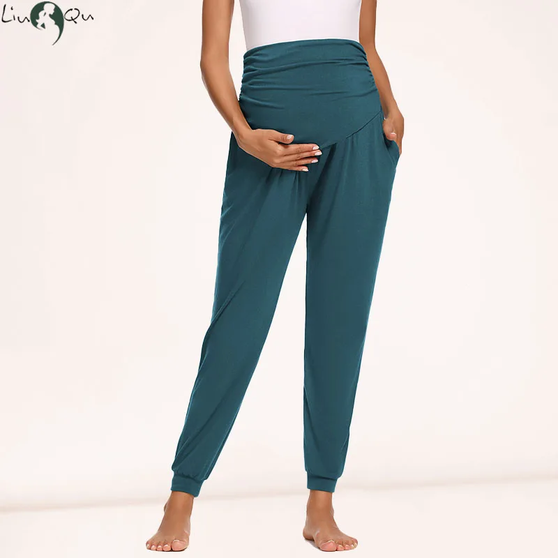Womens-Maternity-Pants-Over-The-Belly-Stretchy-High-Waist-Pregnancy