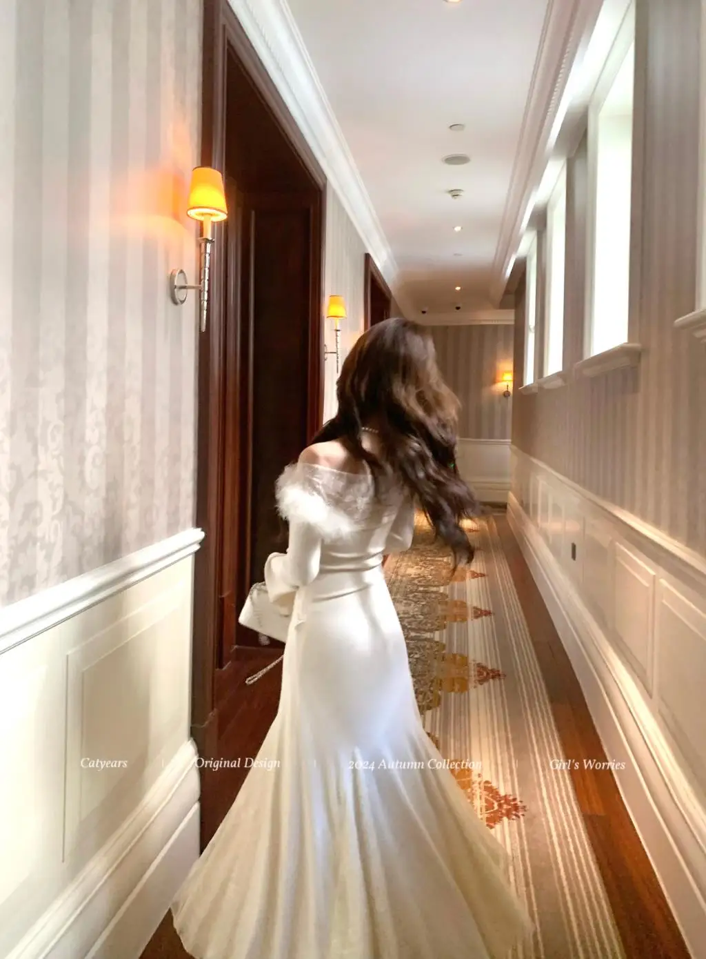 Vestidos de punto nuevos de otoño e invierno para mujer, cuello alto, manga acampanada, encaje de retazos, corte sirena, moda coreana, Vestidos para mujer