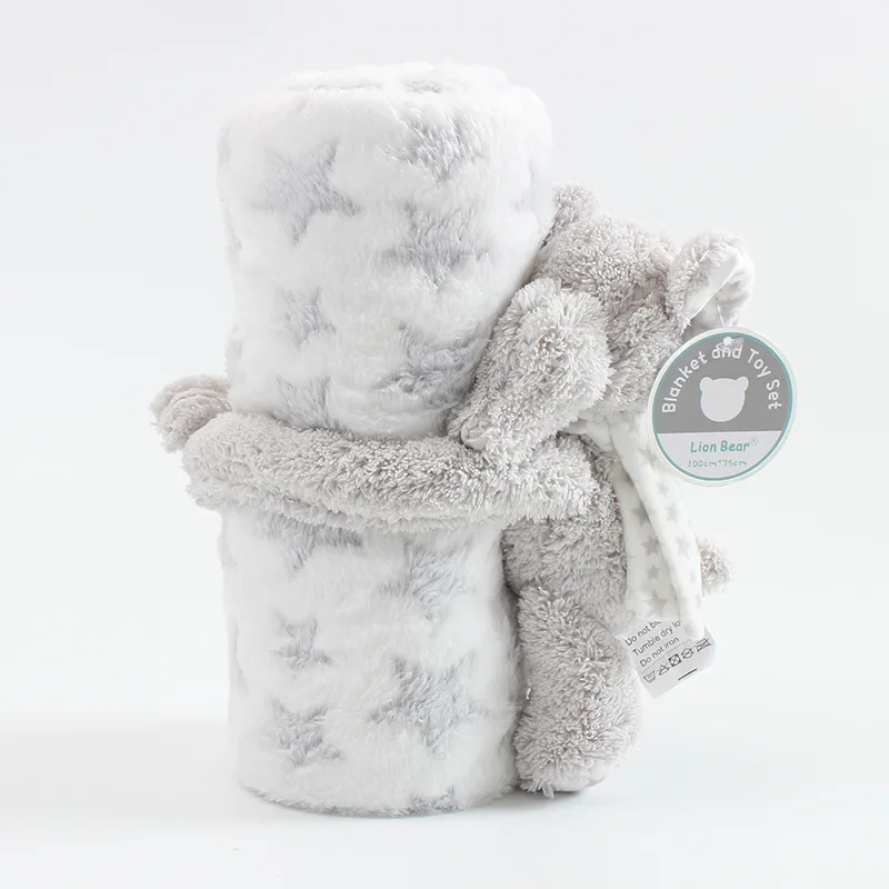 Baby Blanket with Doll Warm Quilt for Newborn Bedding Baby Swaddle Wrap Flannel Lamb Soft Baby Stroller Blanket 4