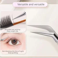 618 4Types Stainless Steel False Eyelash Tweezers Anti-static Pincet Curved Strip Lashes Extension Tweezer Makeup Tools Lashes 1