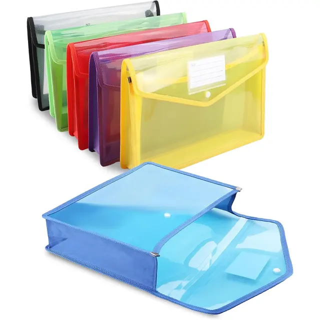 A4 Plastic Document Bag (1-Pack), Large Capacity Expandable Document Bag, with Snap Closure, Transparent Document Storage Bag. 1