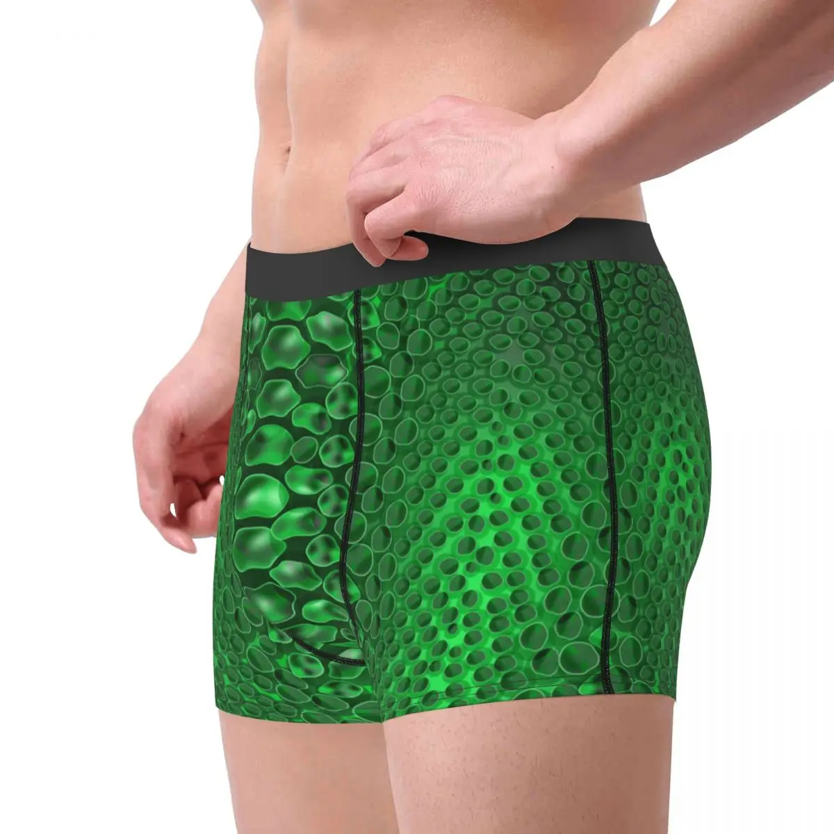 Custom Green Snake Skin Print Underwear Men Breathbale Snakeskin Texture Boxer Briefs Shorts Panties Soft Underpants For Homme 3