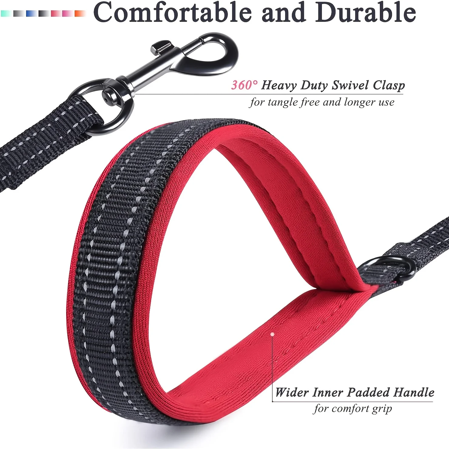 Long Traffic Padded Two Handle Heavy Duty Double Handle Nylon Dog Leash For Training Control 2