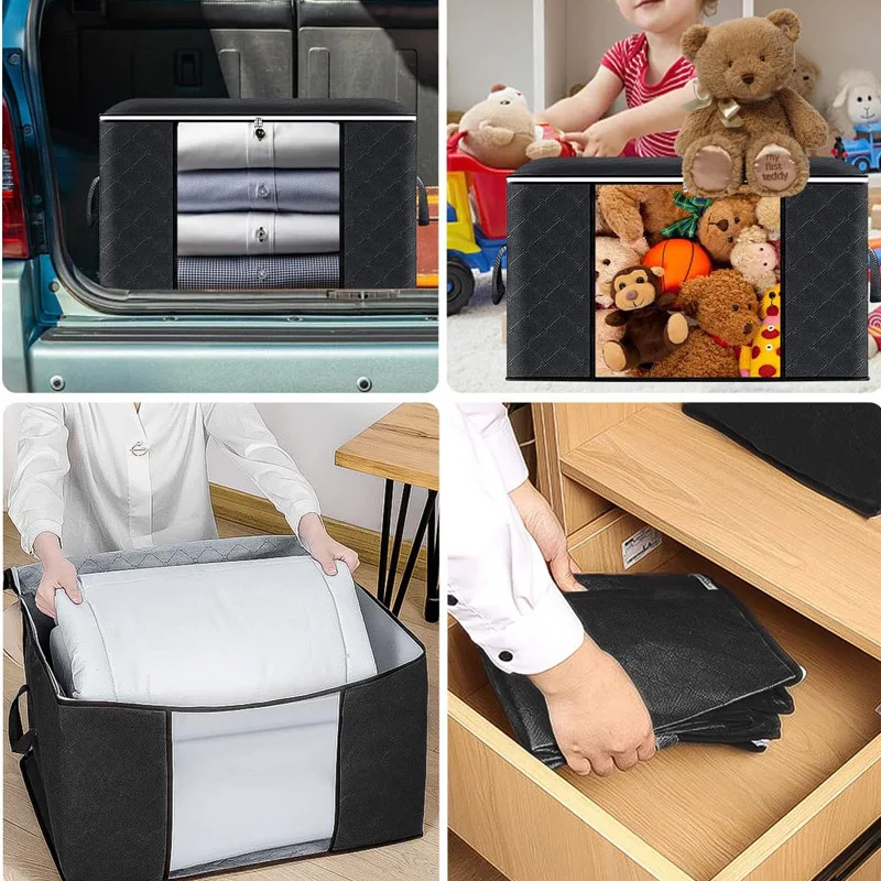 Foldable storage bag large wardrobe clothing organization bag under bed storage box dustproof cotton quilt storage bag 4
