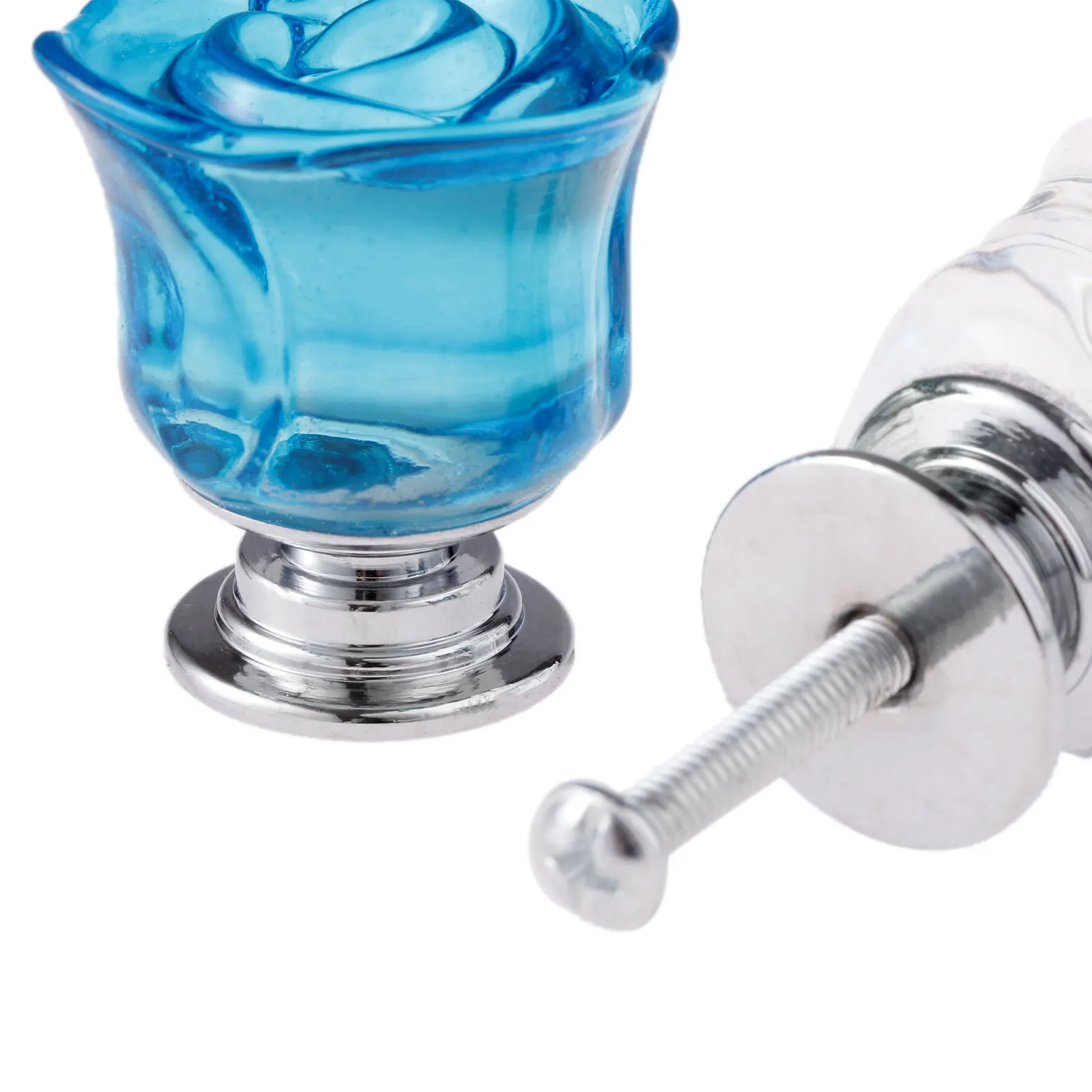 Description Picture 5 of item5Pcs 30mm Crystal Rose Glass Clear Knob Furniture Kitchen Drawer Cabinets Handles Dresser Closet Pull Furniture Fittings w/Screw