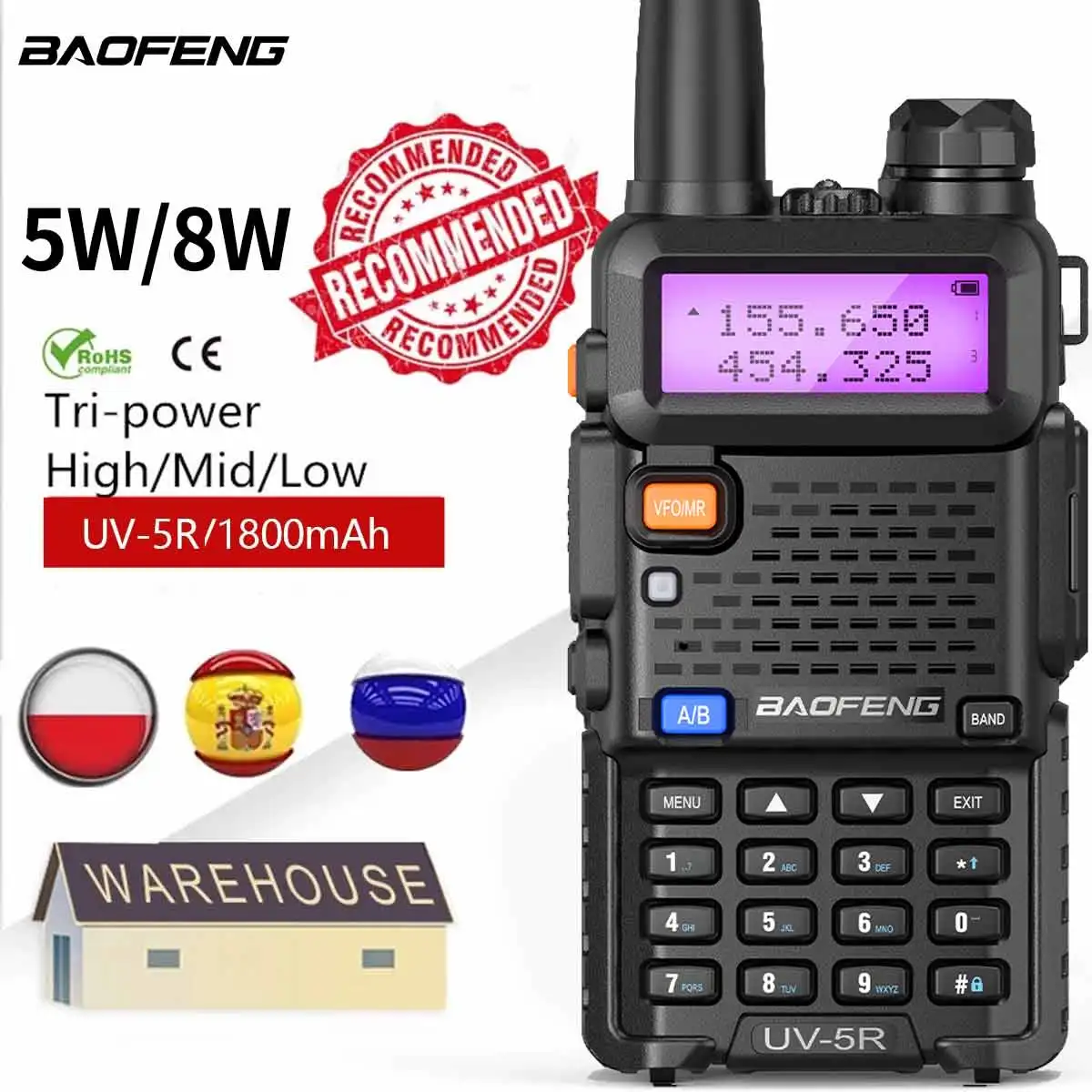 Baofeng-UV-5R Powerful Walkie Talkie, Dual Band, Rádio Bidirecional, Alta  Potência, Longo Alcance, Portátil, Hunting, CB, 8W, 5W, 8W, 16km  AliExpress