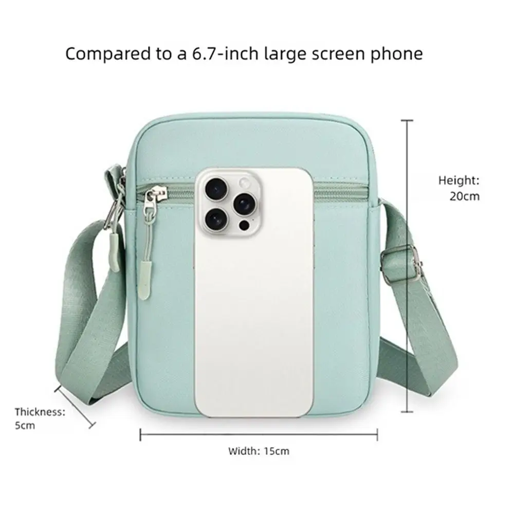 Casual Oxford Cloth Shoulder Bag Adjustable Multiple Compartments Mobile Phone Bag Solid Color Crossbody Bag