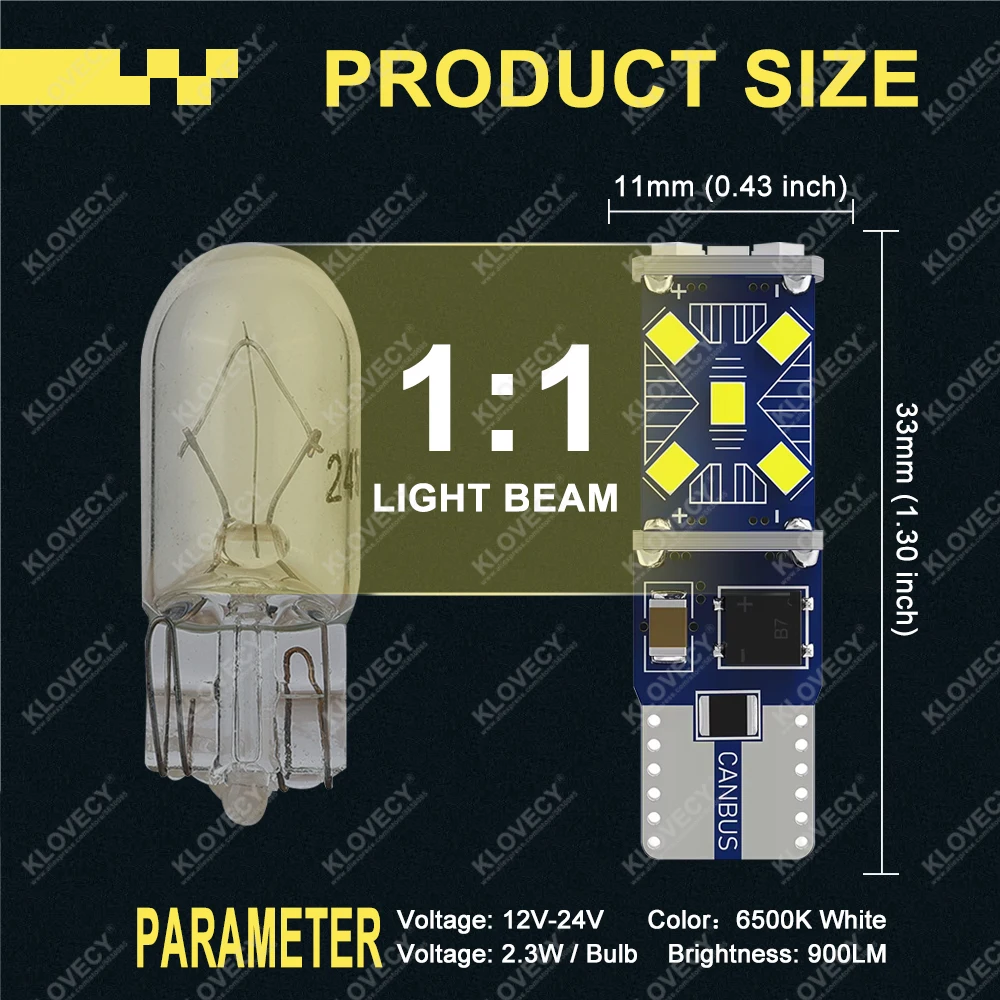 슈퍼 브라이트 LED 전구 캔버스, 자동차 인테리어 돔 트렁크 라이센스 웨지 사이드 라이트, 흰색, T10 W5W, 12V, 24V, 2016-15SMD, 6500K, 2/10 개