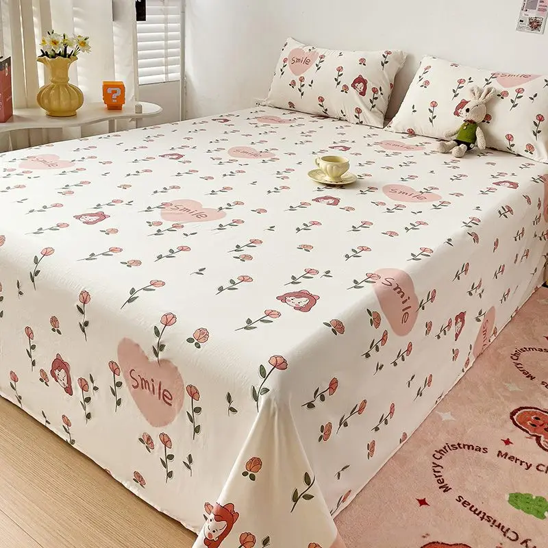 1 pc Cherry Bed Sheet for Spring High Quality Soft Fabric Sheets Flowers Flat Bed Sheet for Girls Kids Bedding (No Pillowcase) 5