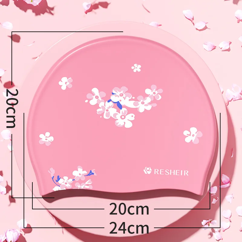 Printed Silicone Swimming Caps for Women Waterproof Women Long Hair Enlarged Swim Caps Swimming Hat Swimming Pool Accessories 5