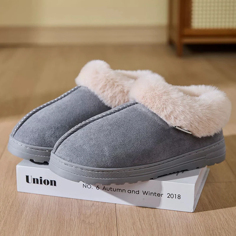 Cozy Fluffy Women's Short Snow Boots Light Thick Sole Cotton Living Room Shoes Women High Quality Non Slip Plush Slippers Woman
