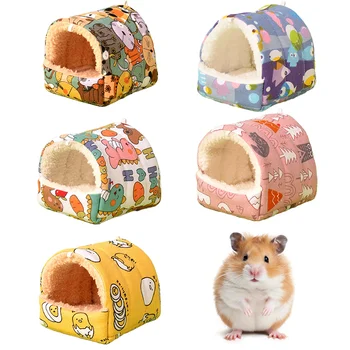 Cute Mini Cage Rabbit Squirrel Winter Warm Cotton Mat Guinea Pig Nest Hamster House Small Animal Sleeping Bed Pet Hanging Cage