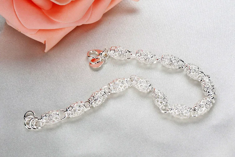 925 Sterling Silver Bracelet Zirconia Geometric Chain Linked For Women Charm Bangle Fashion Lucky Jewelry Gift Christmas - 2