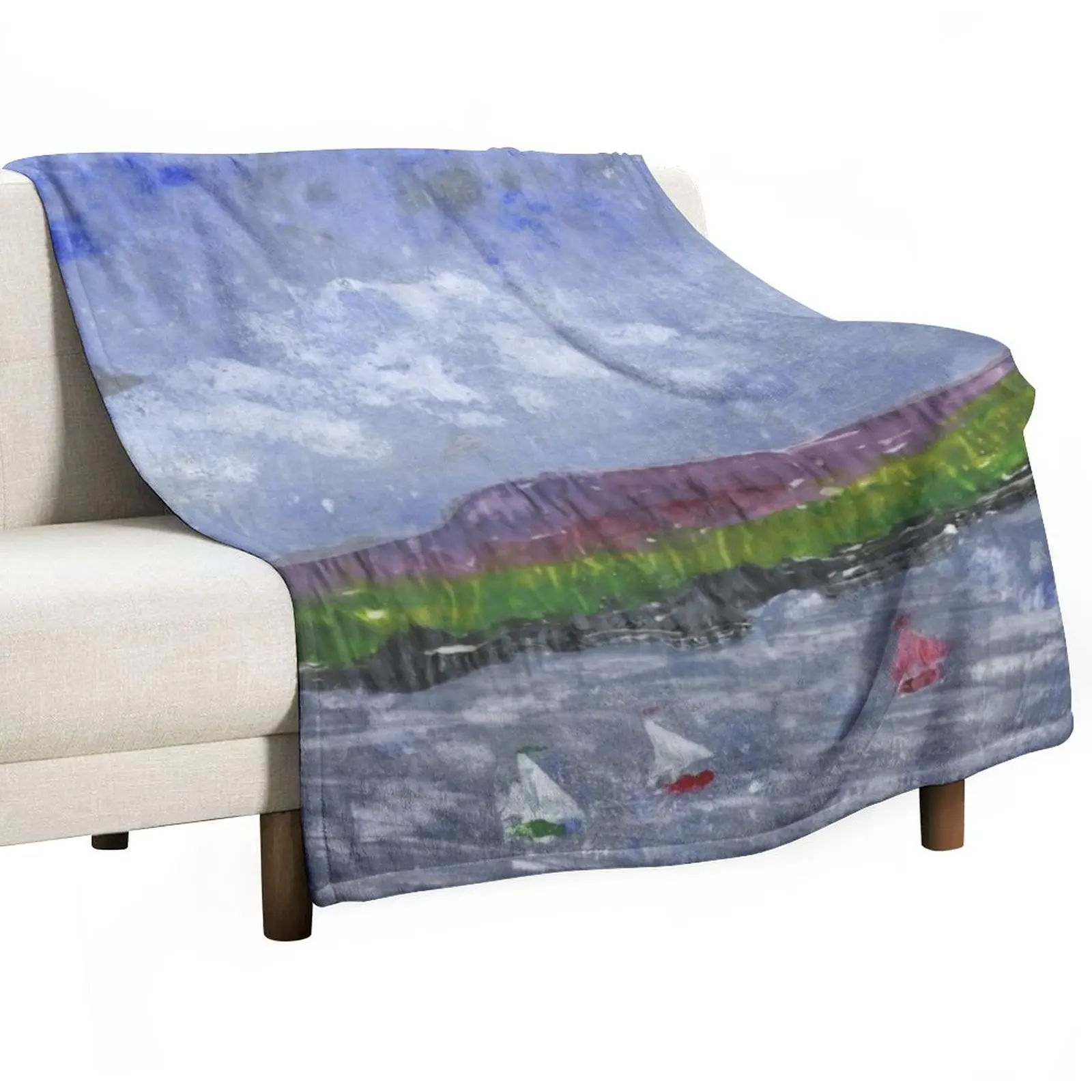 

Layered Gelliprint of Trearddur Bay - 1 Throw Blanket Soft Plush Plaid Blankets Sofas Of Decoration