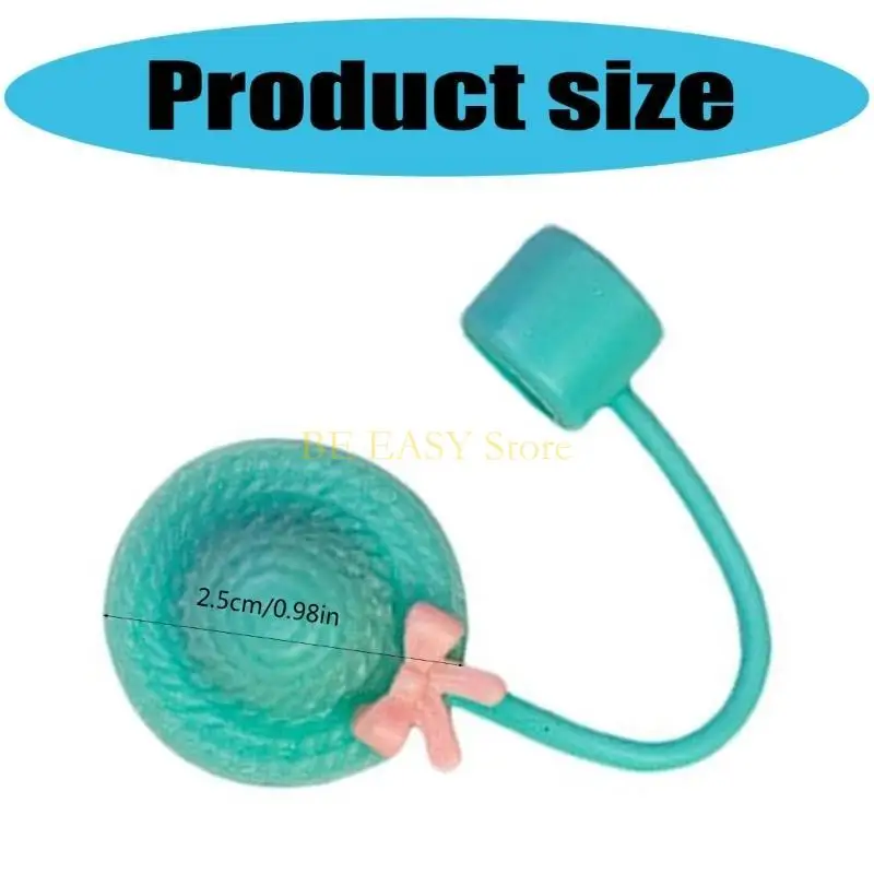 E28F Lovely Hat Shape Silicone Straw Covers Caps Drinking Straw Tip Lid Reusable Caps Plugs Dishwasher Safe