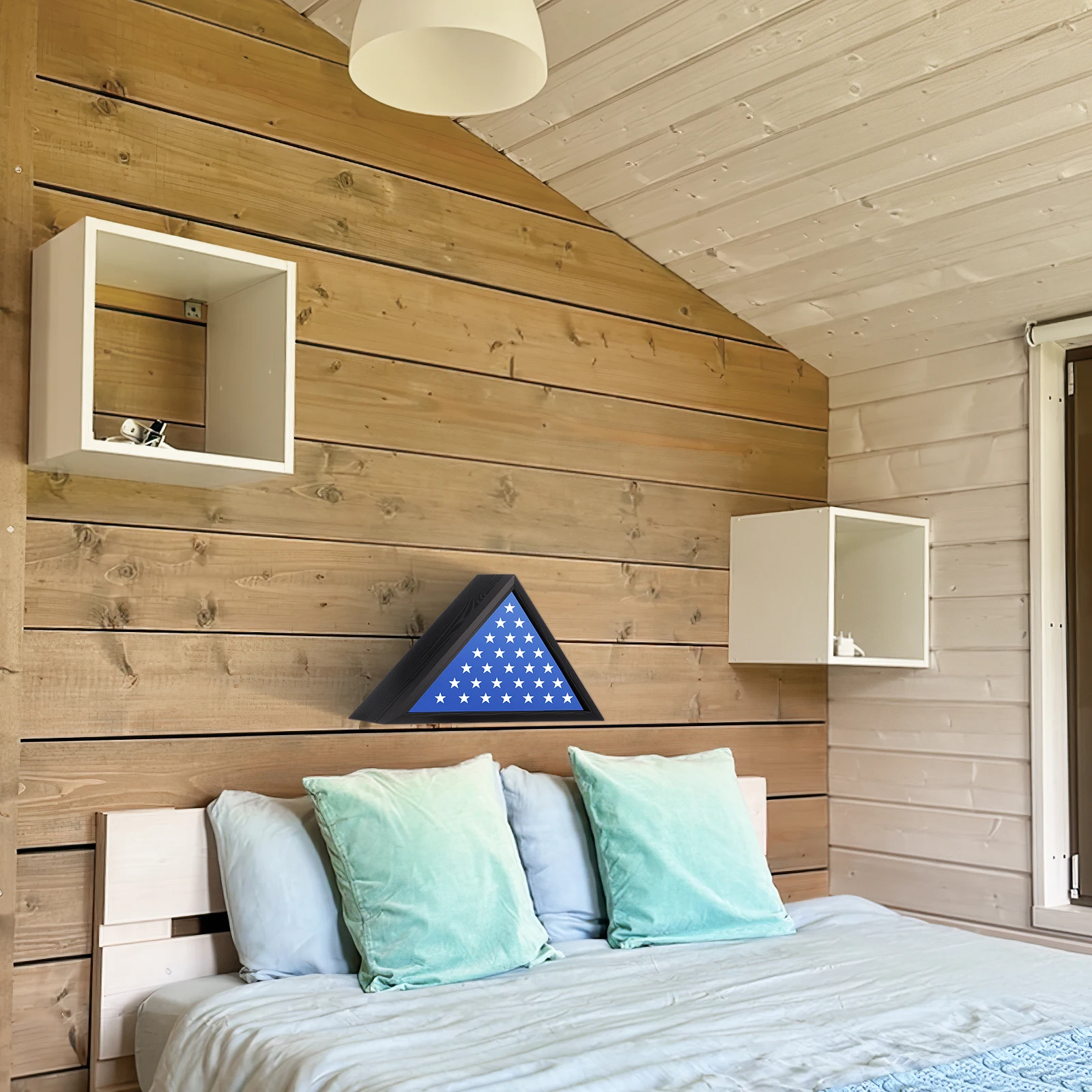 תיק דגל עץ עם מכסה הגנה לאחסון ותצוגה של דגלים אידיאלי לסלון חדר שינה קישוט קיר אביזר