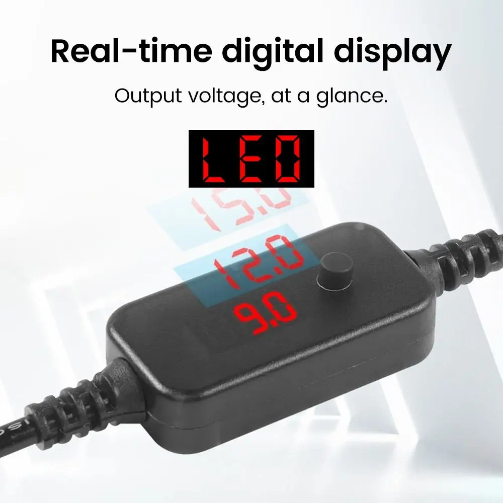 with 10 Connector Tips USB C to DC PD Adapter Cable Adjustable Voltage 5V/9V/12V/15V/20V Type-C to DC Power Cord Universal