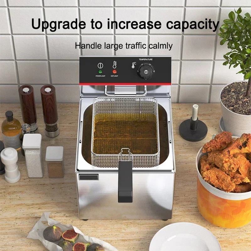 Electric Deep Fryer electric fryer single-cylinder large capacity electric fryer fried chicken burger milk tea shop French fries 4