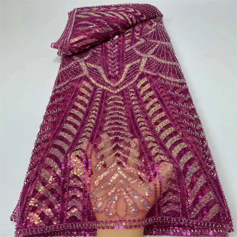 

Familiar African French Beaded Tulle Lace Fabric 2022 Embroidery Sequin Lace Fabric 5 Yards For Wedding Party Dress HX83753