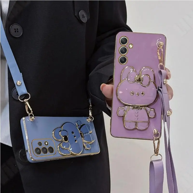 A30 A50 A70 Specchio Coniglio Crossbody Lanyard Case On Per Samsung Galaxy A70 A30 A50 A20 A34 A33 A52 A52S A72 A22 A71 4G 5G Cover