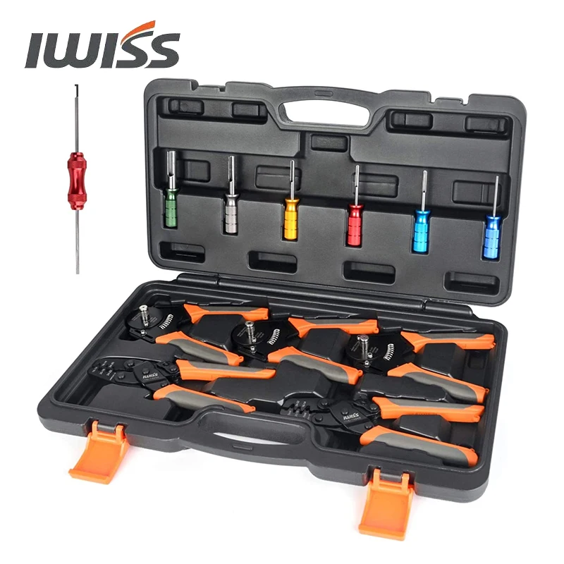 IWISS KITDC01 Deutsch Closed Barrel Crimping Tool Stamped Contacts Crimper and Weather Pack