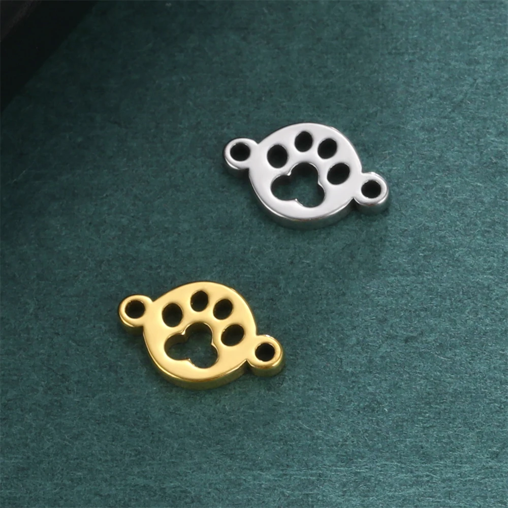 10 teile/los Großhandel Edelstahl Nette Pfotenabdruck Anhänger Zubehör Schmuck DIY Tiny Charms Für Halsketten Armbänder Handmade – Detail 6
