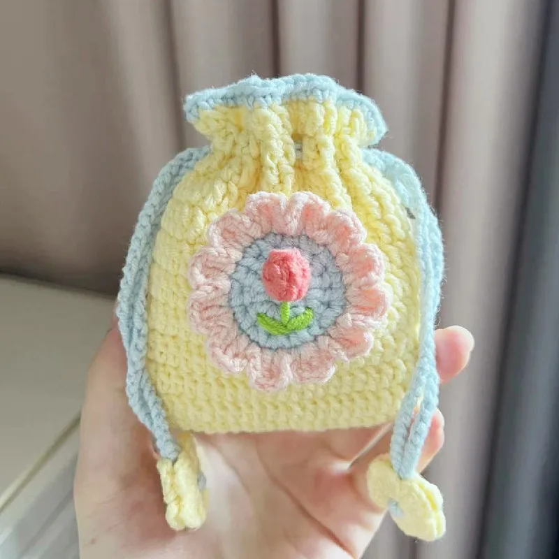 2pcs/Exquisite and cute earphone storage bag, hand woven Bluetooth bag, key bag, princess bag, girl's favorite