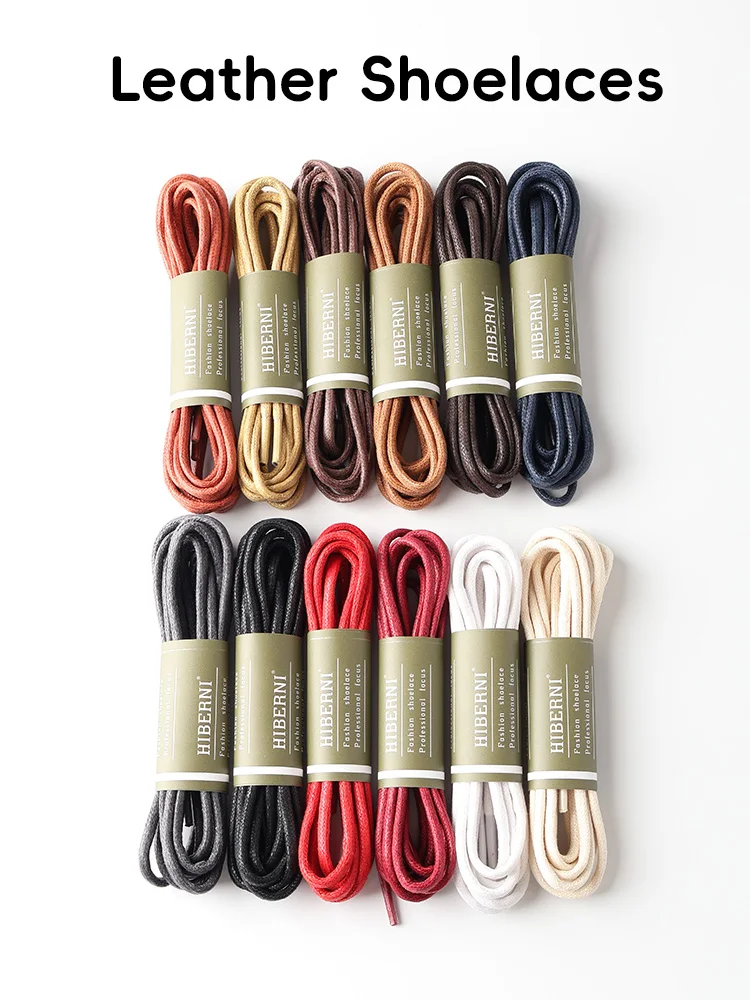 Round pure cotton waxed shoelaces 1 pair 60/70/80/90/100/120/140/160/180cmOxford Shoe LacesBoots Laces Waterproof Leather12Color