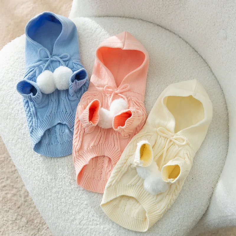 

Autumn and Winter Pet Clothes Warm Hoodie Ball Small and Medium-sized Dog Fashion Knitwear Cute Sweater Chihuahua Yorkshire