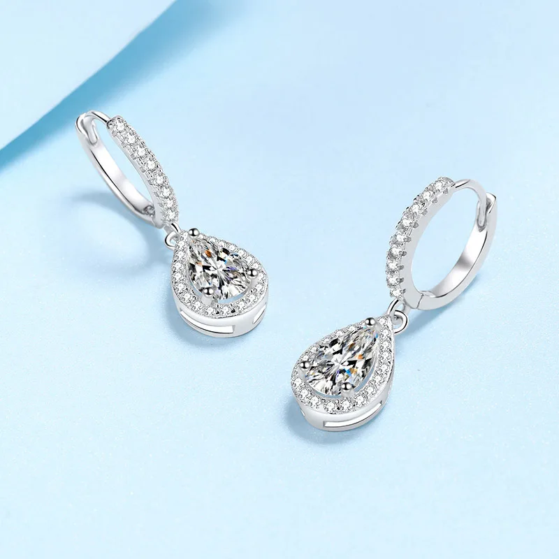 Women's luxury PT950 Platinum Drop Earrings Water droplet 1/2ct Moissanite Diamond Earrings Wedding Fine Jewelry Versatile Gift 4 Women's luxury PT950 Platinum Drop Earrings Water droplet 1/2ct Moissanite Diamond Earrings Wedding Fine Jewelry Versatile Gift - Image 4