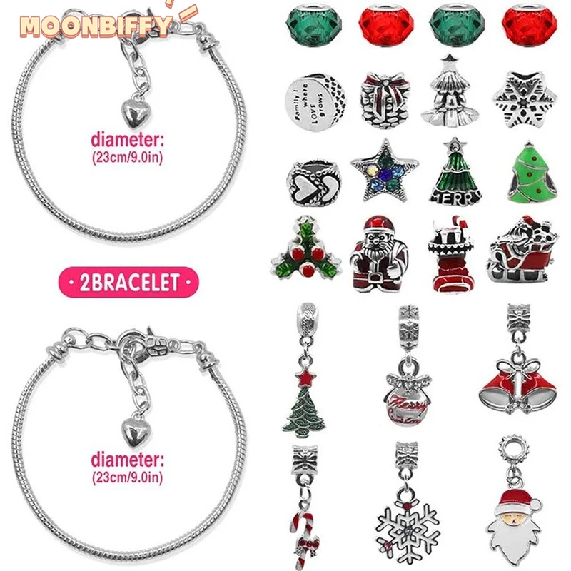 Christmas Advent Calendar Christmas Themed DIY Charm Jewelry Bracelet  Making Kit For Girls Christmas Gift Box New Year Navidad