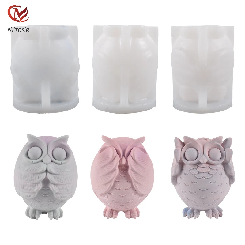 

Mirosize 3d Stereo Owl Candle Mold DIY Aromatherapy Plaster Don't Look, Don't Talk, Don't Listen Owl Silicone Mold Candle Making
