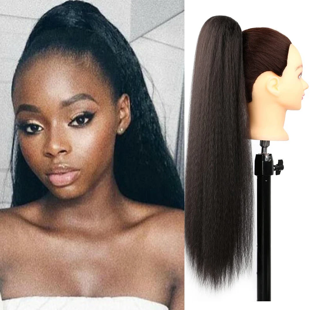 Synthetic Yaki Drawstring 22inches Ponytail Kinky Straight Ponytail
