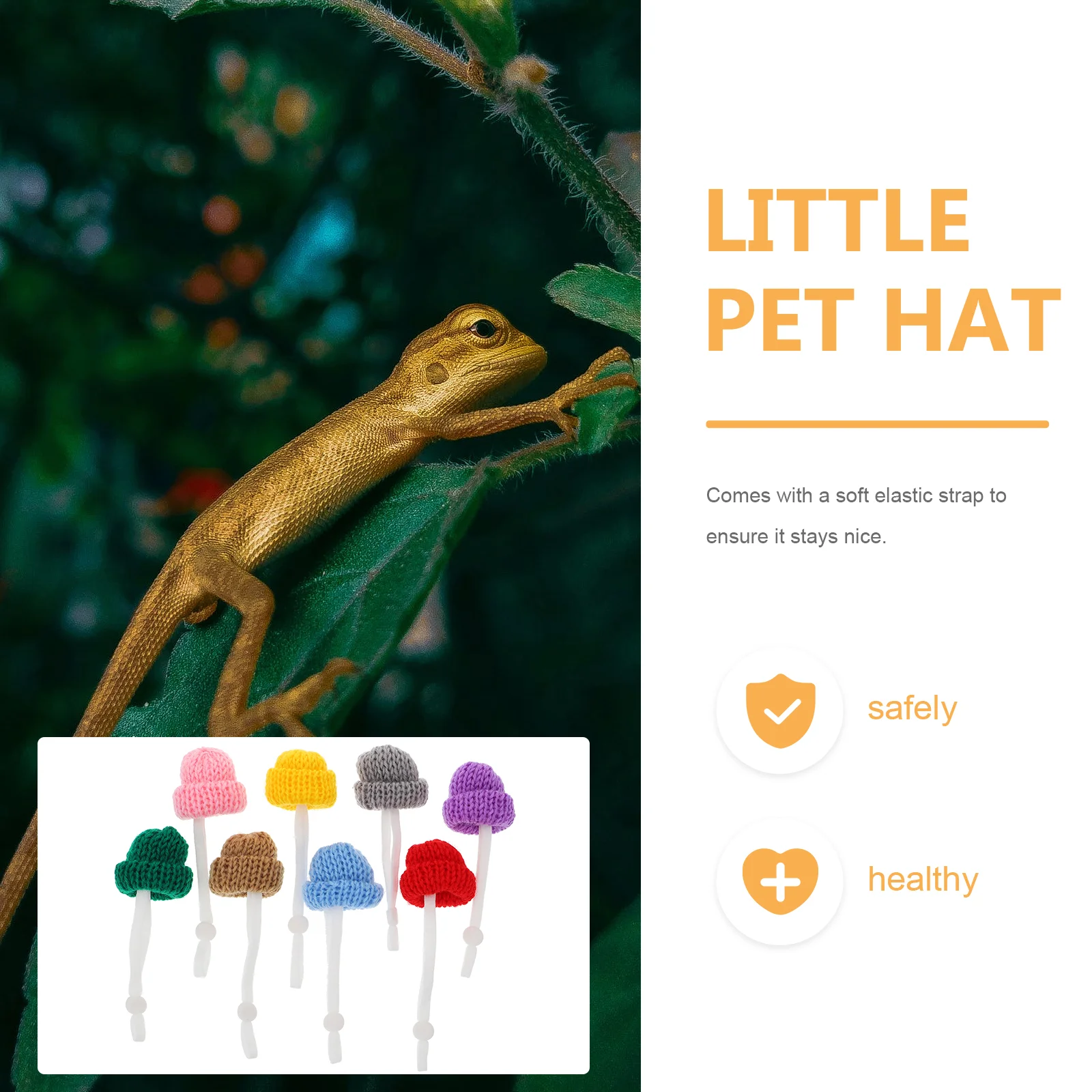 8Pcs Pet Hat Snake Lizard Chameleon Knitted Mini Crawl Hat Small Adjustable Elastic Chin Habitat Decor Pet Products