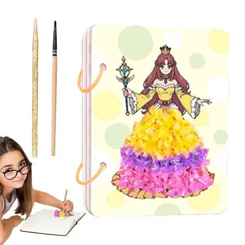 

Kids Sticker Book Toy 6-in-1 Portable Watercoloring Book Set Eco-friendly Princess Dress-up Activity Books Multifunctional Kids