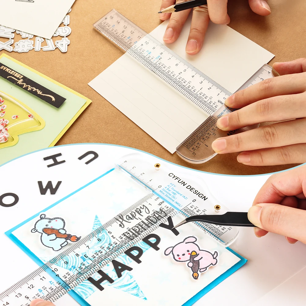Acrylic T Square Ruler T Shape Ruler Clear Transparent Measurements Straight Tool for Crafting