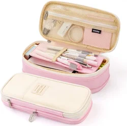 Charming Large Capacity Pencil Case for Girls - Stylish Stationery Organizer (Pink)