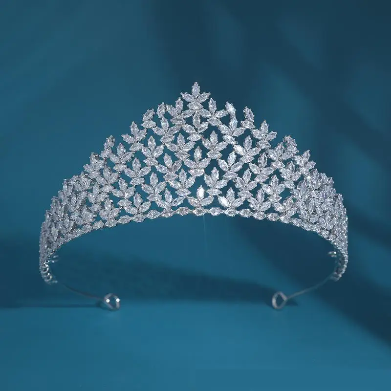 

Luxury Baroque Cubic Zirconia Royal Queen Wedding Tiaras Women Jewelry Sliver Bridal Crowns Pageant Diadem European Headpieces