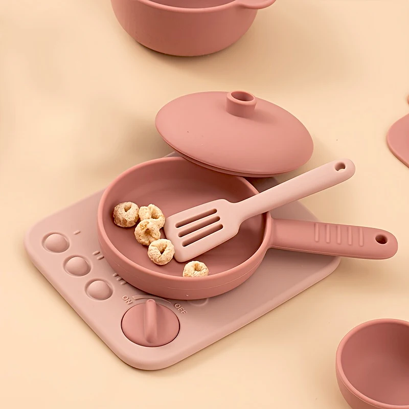 Children's Silicone Cooking Kitchen Toy Set for Boys Girls Gifts Kitchen Pretend Play Toy BPA Free Kids Montessori Learning Toys