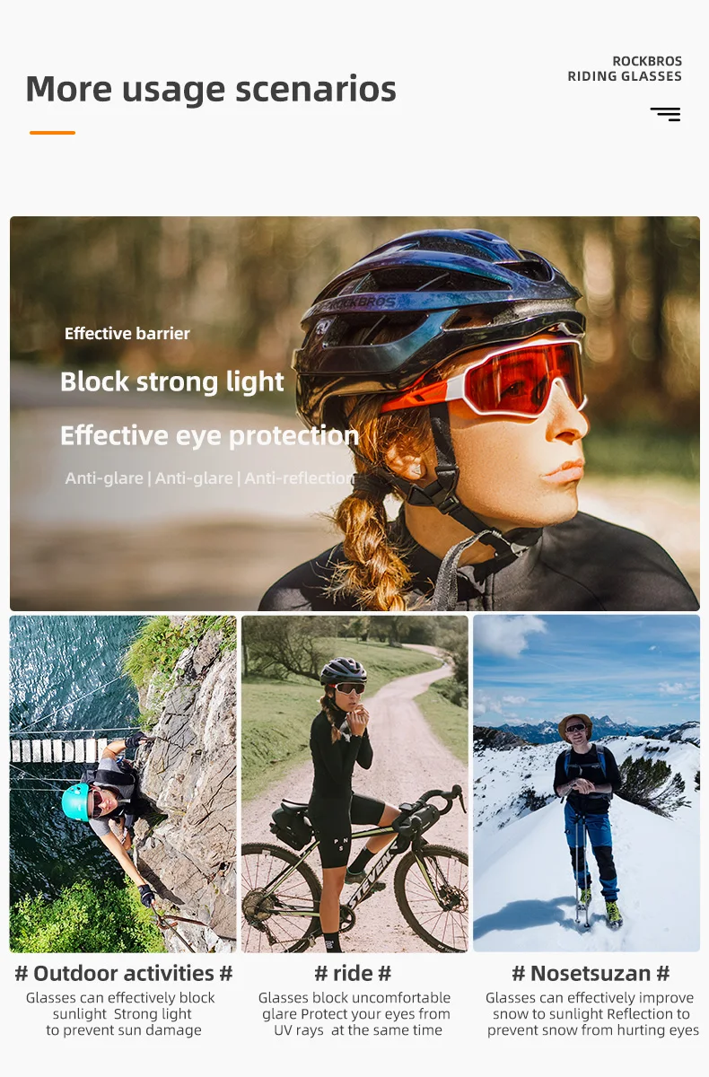 ROCKBROS Bicycle Glasses Men Women Sunglasses Photochromic/Polarized Bike Glasses Outdoor Sport Road Mtb Cycling Eyewear Goggle