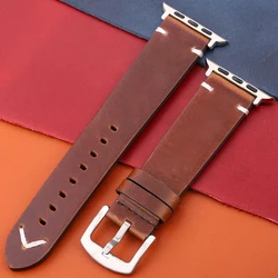 Elegant Genuine Leather Watch Strap - Premium Watchband - 38mm 40mm 41mm (Dark Brown Silver B)